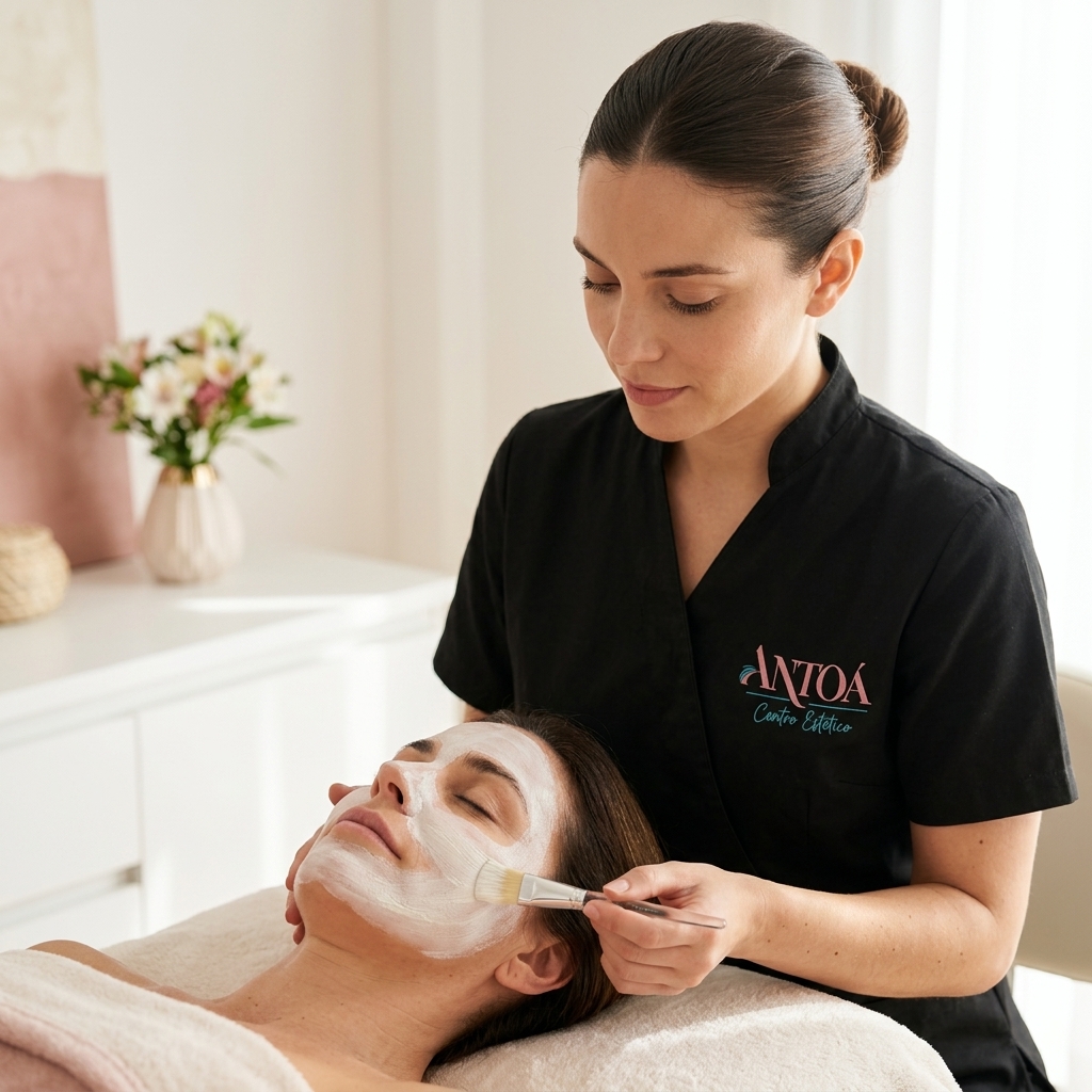Esteticista de Antoá aplicando una máscara facial
